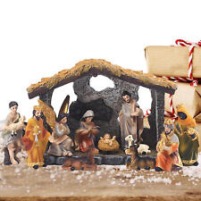 vintage nativity set with 12 figures CRECHE manger Christmas home decor picture