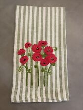 Busatti embroidered  Linen dish towel Italy Red Poppies picture