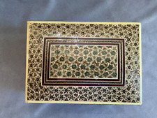 Handcrafted Isfahan Persian Jewelry Box, Lined Dark Green Felt picture