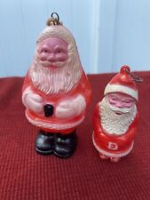 2 Vintage Christmas Hard Plastic Ornament Santa Claus One Is Rattle / Shaker picture