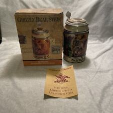 Budweiser Grizzly Bear Endangered Species Series Lidded Stein w Box 1992  picture