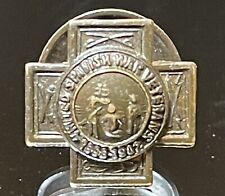 1898-1902 United Spanish American War Veteran Antique Bronze Cross Lapel Button picture