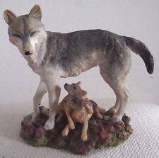 1998 Wolf & Pups Figurine Gentle Guardian Majestic Wolf Family David Geenty  picture