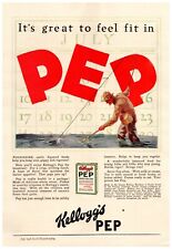 1927 Kellogg's Pep Cereal Vintage Print Ad Fisherman It's Great To Feel Fit  picture