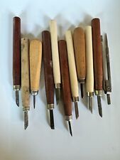 Lot of 11 Vintage Antique Wood Chisels Gouges Tools Carving Straight Curved picture