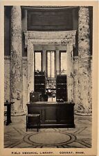 Conway MA Field Memorial Library Interior Massachusetts Antique Postcard c1910 picture