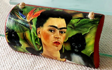 FRIDA KAHLO - HANDPAINTED & DECOUPAGED MEXICAN CLAY POTTERY TILE WALL PLAQUE picture