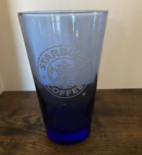 Starbucks Cobalt Blue Etched Glass 3D Textured Sparkle Mermaid Logo, Unique, New picture