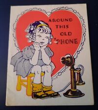 Valentine Made in USA Vintage Valentines Day Card Girl Waiting by the phone1940s picture