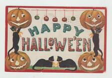 Vintage 1908 Happy Halloween Postcard Black Cats Pumpkins picture