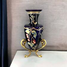 Rare Fenton Art Glass Connoisseur LE Hand Painted Vase On Stand 578/890  Signed picture