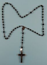 Vintage Coco Bead Wood Rosary with Wood Crucifix, Lourdes, France picture