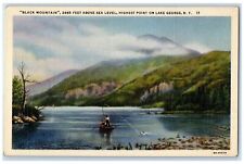 c1940's Black Mountain 2665 Feet Boat Fishing Lake George New York NY Postcard picture