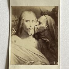 Antique CDV Filler Photograph Kiss Of Judas Ary Scheffer Jesus Betrayer picture