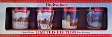 Budweiser Set of 4 Holiday 2022 Clydesdales Glasses 16oz Christmas Limited Edit picture