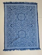 Vtg Sears Drylon Blue Sculpted Hand Towel Cotton Floral Fringe Made USA picture