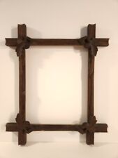Vintage Adirondack Arts And Crafts Black Forest Carved Walnut Picture Frame picture