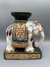 Vtg Mid Century Chinese Elephant Figurine Jardiniere 7.75” Chinoiserie Green picture