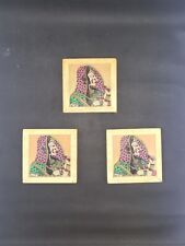  3 Small Colorful & Detailed Paintings of Middle Eastern Woman in Wood picture