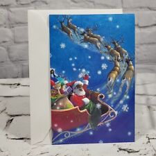 Vintage Baobab Tree Greeting Card Black Santa Santa's Sleigh Christmas Card  picture