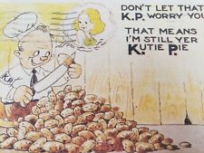 C 1943 WWII Army comic KP Cuts Potatoes Kutie Pie artist Walter Wellman Postcard picture
