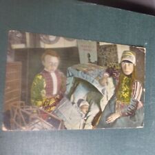 New Baby With Happy Kids Postcard From 1909. Netherlands Traditional Garb Shown. picture