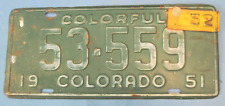 1951 Colorado license plate with 52 date tab picture