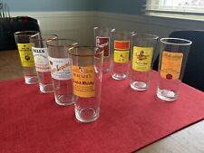 Vintage Scotch Whiskey Label Bar Glasses Set Of 8 MCM 1950’s with Gold Rim 6” picture