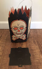 Antique 30's 40’s Halloween Cardboard 4 Sided Skull & Crossbones Lantern picture