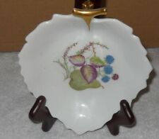 Vintage Limoges France Hand Painted Porcelain Leaf Shaped Trinket Dish picture