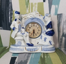 Vtg Royal Couple Porcelain Mantel Clock Victorian Colonial Style Quartz picture