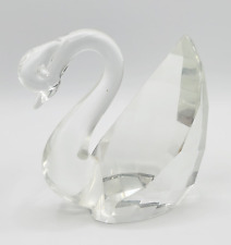 Vintage Art Glass Optical Crystal Prism Lake Swan Figurine picture
