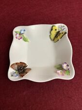 Gorgeous Vintage Coalport Trinket Pin Dish With 3D Butterflies And Flowers picture
