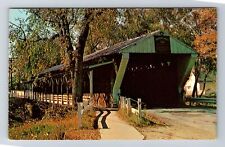 Newton Falls OH-Ohio, Covered Bridge In Trumball County, Vintage Postcard picture