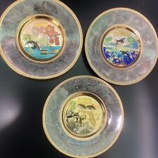 3 Chokin 24kt Gold Edged 6” Plates Orlando Florida Souvenir Orca Ocean Life LOT picture
