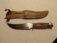 Vintage Tramontina Hunting Knife Stainless Steel Brazil  w/Sheath-VG picture