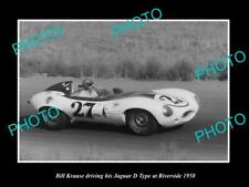 8x6 HISTORIC PHOTO OF BILL KRAUSE DRIVING JAGUAR D TYPE RACE CAR 1958 RIVERSIDE picture