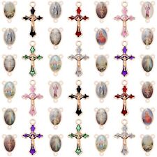 60Pcs/30Set Catholic Rosary Cross and Center Miraculous Medal Charms Alloy Ename picture
