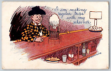 Undivided Back Postcard~ Man At A Bar With A Large Beer picture