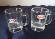 2 TWO Vintage Mini A&W Root Beer Baby Mugs Small 3 1/4” Tall 3 oz picture