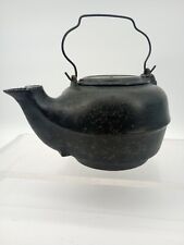 Antique Vintage Cast Iron Tea Kettle Black Pot No. 7 with Swivel Lid picture