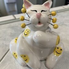Vtg '03 WhimsiClay by Amy Lacombe Kitty Kitten- Happy Smiley Face Cat 4.5” Read picture