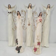 Tii Collectibles Lot of 5 Angels Tall Resin Figurines Flowers Praying Christmas  picture