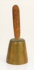 VINTAGE WWII ERA NORTH AFRICA POW CAMP HAND MADE TRENCH ART BELL WOOD HANDLE  picture