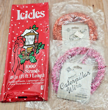 Icicles Tinsel 1pkg 1000 Strands 2 pkgs of Caterpillar Wire NOS Christmas picture
