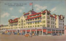 c1930s Hotel Stockton Stockton California autos flag postcard E415 picture