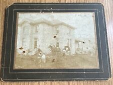 Early 20th Mounted Photograph Homestead with Horse Carriage, Couple Dog Bicycle picture