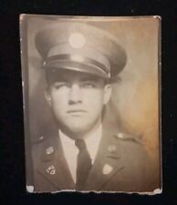Handsome Elvis lookalike PHOTO BOOTH military WW2 1940s uniform man picture
