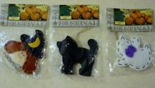 (3) Vintage Gerson HALLOWEEN Felt Ornaments - Witch, Ghost & Black Cat - NEW picture