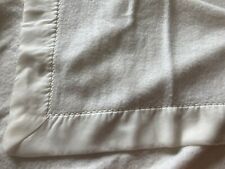 Vintage Acrylic Blanket WIDE Satin Trim On Four Sides FULL QUEEN 103x88 WHITE picture